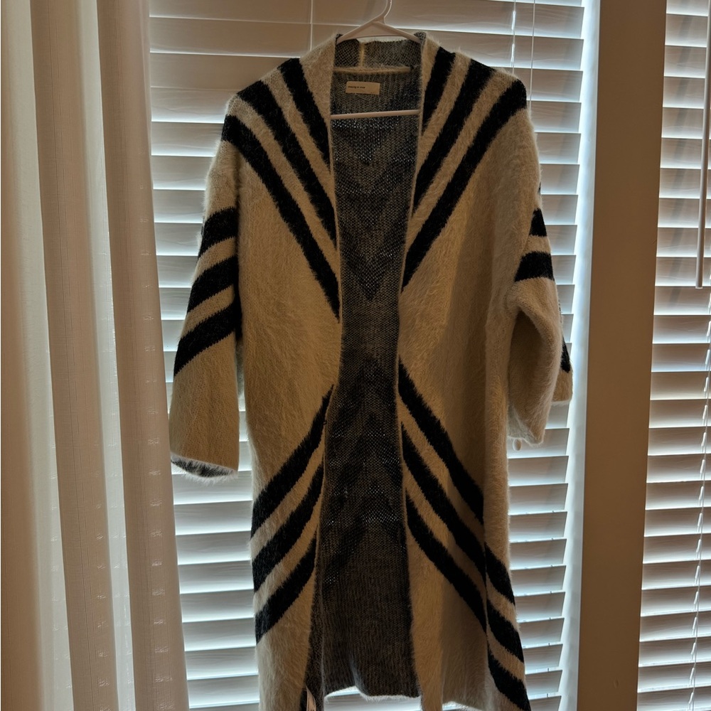 Anthropologie Striped Open-Front sweater